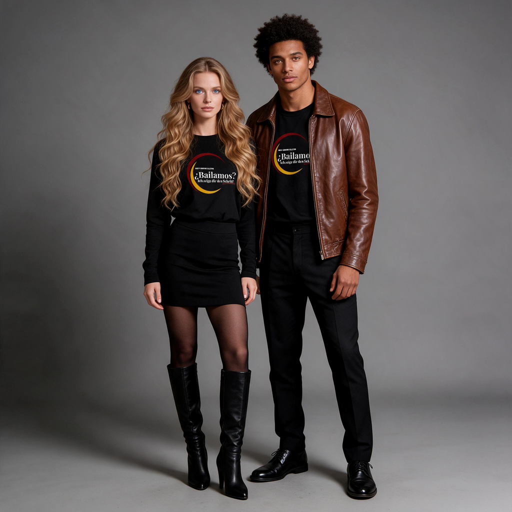 ¿BAILAMOS? – Sudadera unisex de algodón orgánico KWDT® con mangas raglán – Jersey prémium