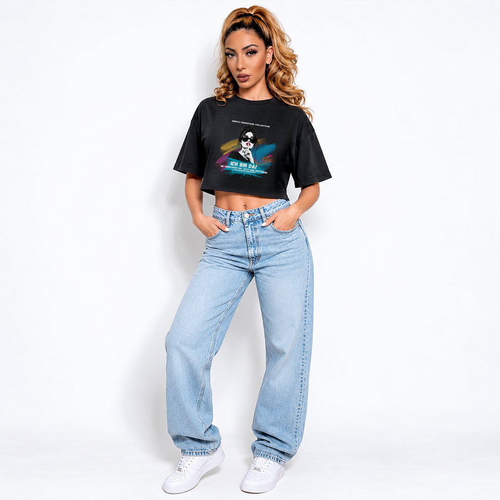 ICH BIN DA - KWDT® Oversized Crop Shirt – Garment-Dyed