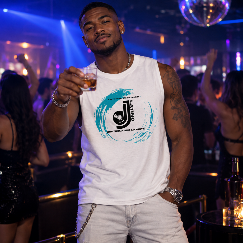 LATINO DJ - KWDT® Herren Muskel-Tanktop mit Tiefem Armausschnitt
